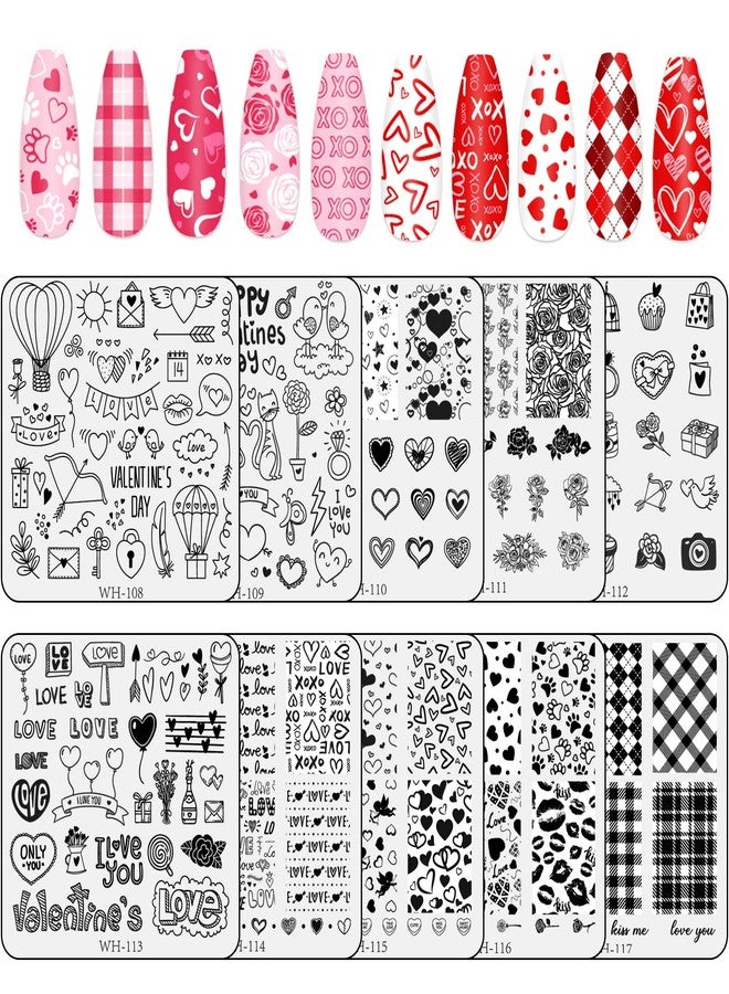 وولاين مجموعة Whaline المكونة من 10 قطع لتزيين الأظافر في عيد الحب، بتصميمات رومانسية على شكل قلب ووردة، مثالية لحفلات الزفاف والذكرى السنوية، أو لتزيين الأظافر بنفسك في صالونات التجميل. - Image 1